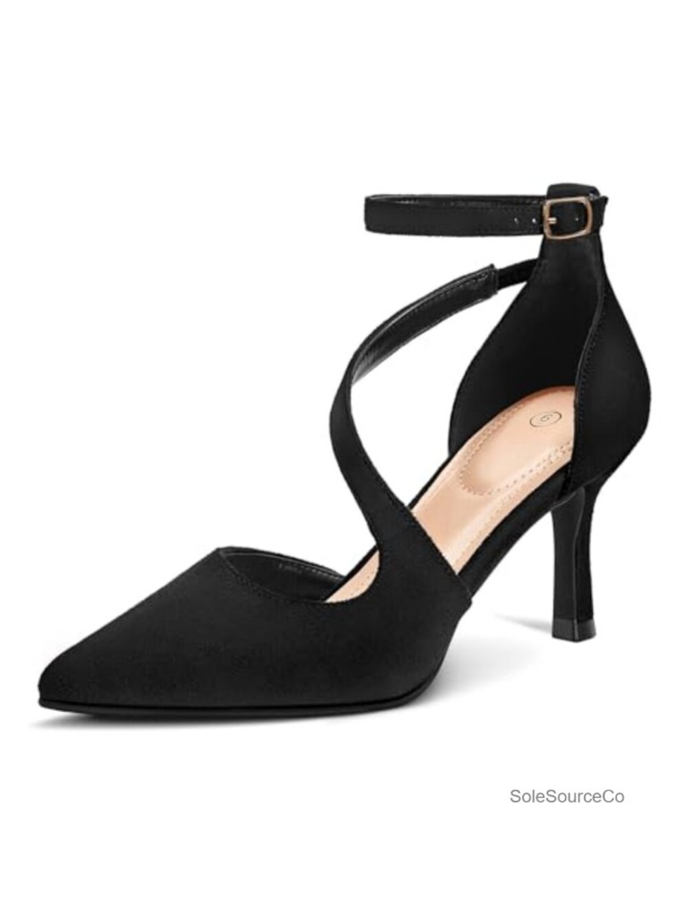 Suede Pointed Toe Stiletto Ankle Strap Pumps Wedding Party Dress